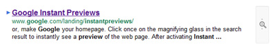 New Magnifying Button for Google Instant Previews