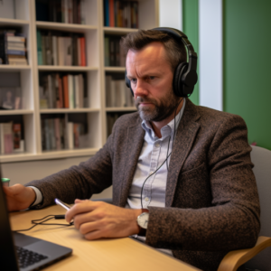 Man listening to They Ask, You Answer on his phone.